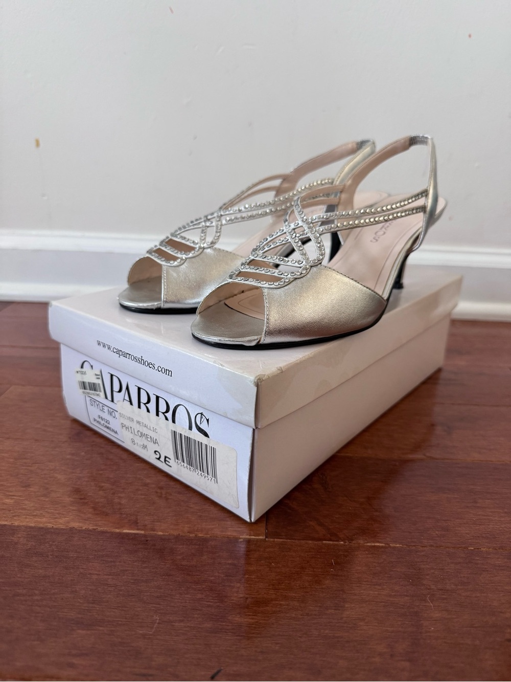 Caparros Silver Embellished Slingback Dress Heels